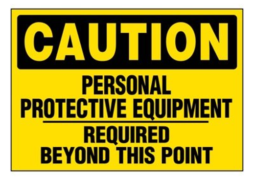 Personal protective equipment and distancing signs