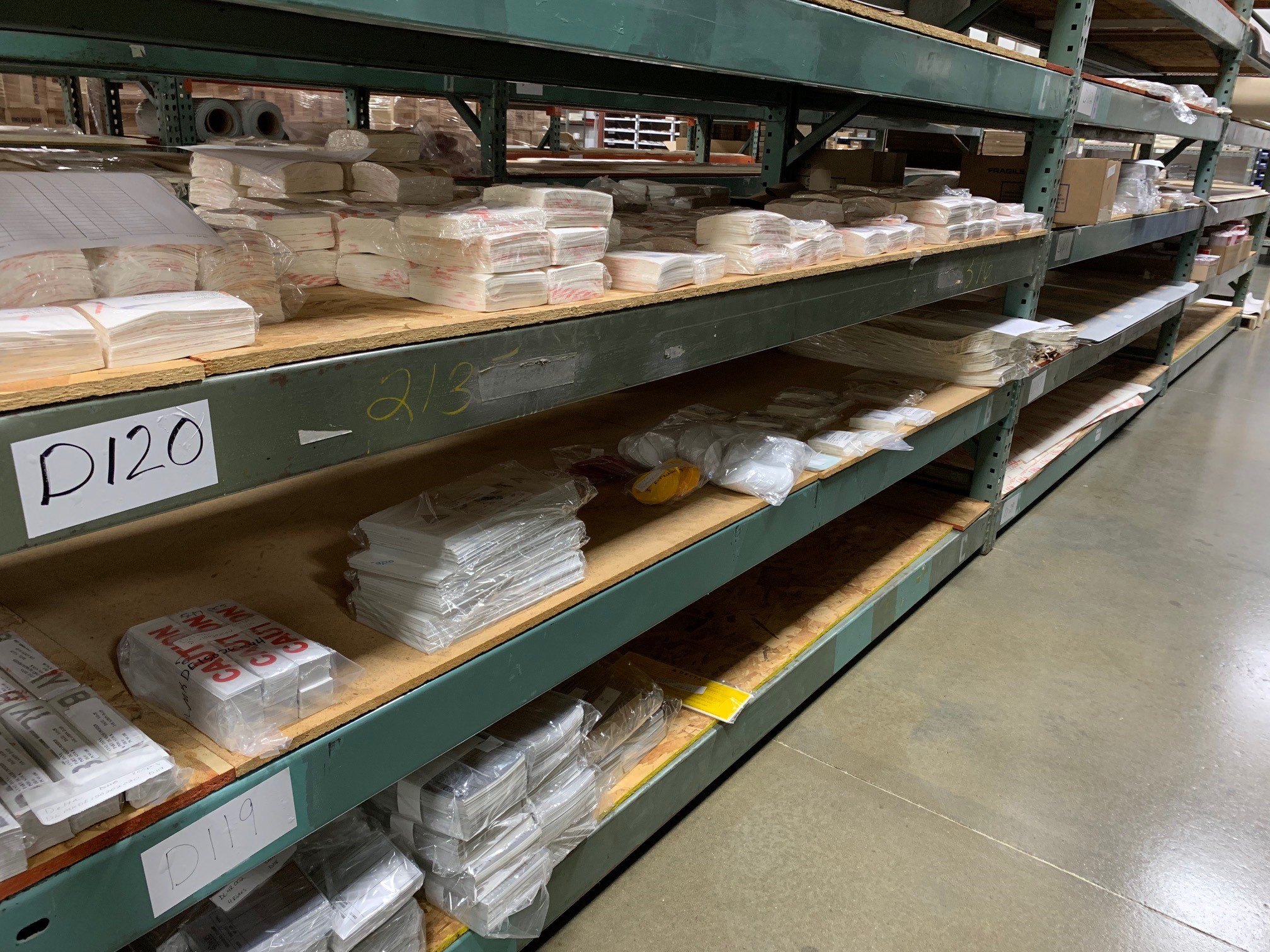 Stocked graphics and decals ready for order fulfillment