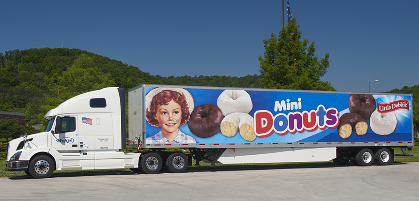McKee Mini Donuts graphics on a fleet vehicle